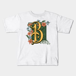 Art Nouveau Letter B, Ornamental Letter B, Art Deco Kids T-Shirt